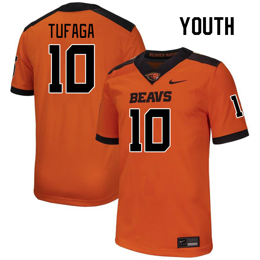 Youth #10 Mason Tufaga Oregon State Beavers College Football Jerseys Stitched-Orange